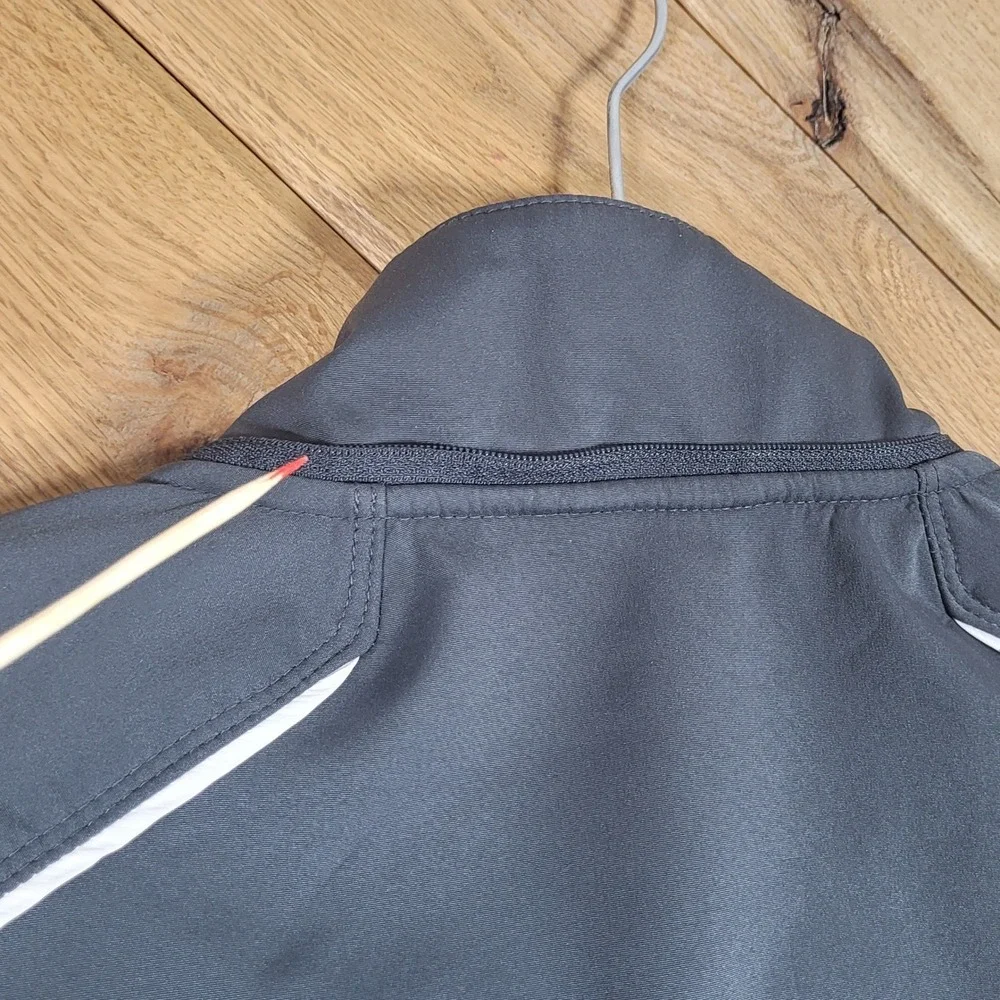 Nike Jacket Mens Size XXL Full Zip Fleece Lined Softshell Piping Gray